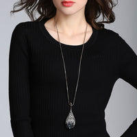 Novo colar longo para mulheres 2023 moda cinza cristal gargantilha Collier