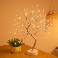 Mini árvore com Luz noturna led com fio de cobre guirlanda lâmpada com decoração luz de fadas