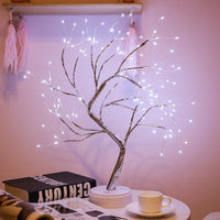 Mini árvore com Luz noturna led com fio de cobre guirlanda lâmpada com decoração luz de fadas