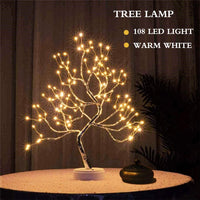 Mini árvore com Luz noturna led com fio de cobre guirlanda lâmpada com decoração luz de fadas