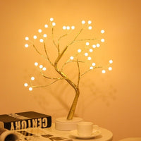 Mini árvore com Luz noturna led com fio de cobre guirlanda lâmpada com decoração luz de fadas