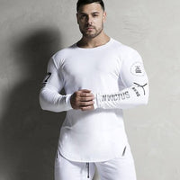 Bodybuilding Camisa de Manga Comprida Casual Moda Skinny