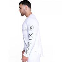 Bodybuilding Camisa de Manga Comprida Casual Moda Skinny