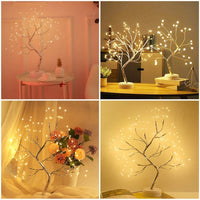 Mini árvore com Luz noturna led com fio de cobre guirlanda lâmpada com decoração luz de fadas