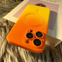 Capa de Luxo com padrão gradiente de carga sem fio para iPhone de silicone magnético macio