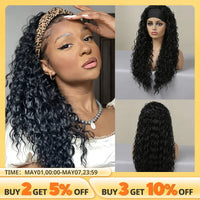 Peruca Sintética Cacheada com Faixa de Cabelo Longa e Natural – Afro Ondas Profundas
