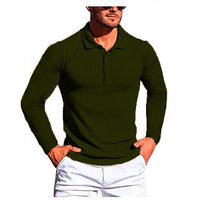 Camisa confortável masculina de mangas compridas, top elástico alto.
