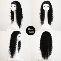 Peruca Sintética Cacheada com Faixa de Cabelo Longa e Natural – Afro Ondas Profundas