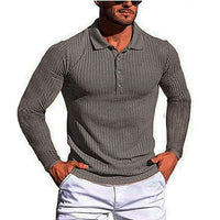 Camisa confortável masculina de mangas compridas, top elástico alto.