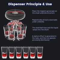 Lindo dispensador de Drink com 18 efeitos de luz para 6 copos