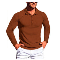 Camisa confortável masculina de mangas compridas, top elástico alto.