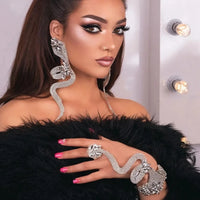 Stonefans Crystal Snake Earrings Fashion Decoration 2024 Wedding Statement Nightclub Rhinestone Exaggerated Jewelry for Women