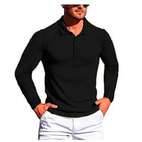 Camisa confortável masculina de mangas compridas, top elástico alto.