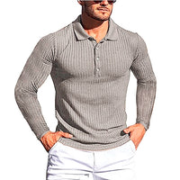 Camisa confortável masculina de mangas compridas, top elástico alto.