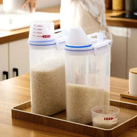 【Vendas quentes】Recipiente de Armazenamento de Alimentos com Copo Medidor, Cozinha À Prova de Umidade e À Prova de Insetos À Prova de Poeira