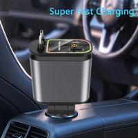 Carregador de carro 4 em 1, cabo retrátil, Iluminador de teto automático, Starlight, carregamento rápido para iPhone, Huawei, Samsung