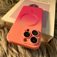 Capa de Luxo com padrão gradiente de carga sem fio para iPhone de silicone magnético macio