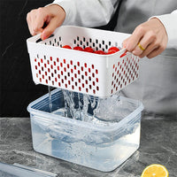 KIT COM 3 POTES - Organizador de geladeira Caixas de frutas e vegetais frescos com Cesta de drenagem
