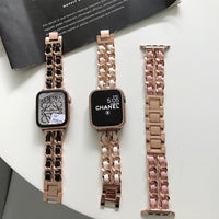 Pulseira de couro e metal de luxo para Apple e Smart Watch