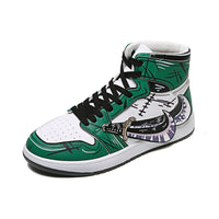 Tênis de skate alto masculino, vulcanizado, sapatilha animada de couro verde