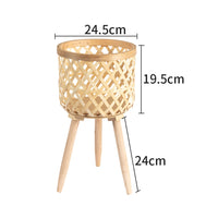 Conjunto com 3 Vasos Feito à mão de bambu de flores com suporte pra planta e decoração para casa