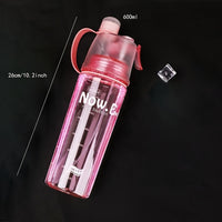 Nova garrafa de água spray criativa, atomizadoras, portáteis para esportes ao ar livre e academia