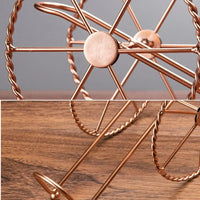 Suporte para vinho metal retrô com rodas de ferro bronze