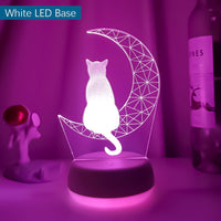 Mais recente luz noturna acrílica 3D led lua e gato