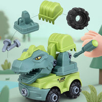 Brinquedos educacional de construção do dinossauro com caminhão