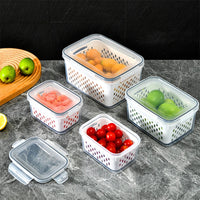 KIT COM 3 POTES - Organizador de geladeira Caixas de frutas e vegetais frescos com Cesta de drenagem