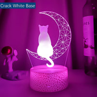 Mais recente luz noturna acrílica 3D led lua e gato