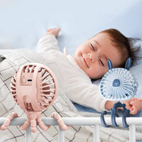 Ventilador para bebê portátil, USB Recarregável e Elétrico 3 velocidades