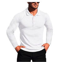 Camisa confortável masculina de mangas compridas, top elástico alto.