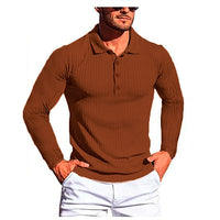 Camisa confortável masculina de mangas compridas, top elástico alto.