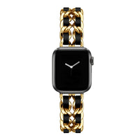 Pulseira de couro e metal de luxo para Apple e Smart Watch