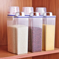 【Vendas quentes】Recipiente de Armazenamento de Alimentos com Copo Medidor, Cozinha À Prova de Umidade e À Prova de Insetos À Prova de Poeira
