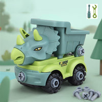 Brinquedos educacional de construção do dinossauro com caminhão