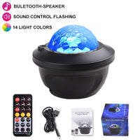 Projetor LED galáxia com céu estrelado e luz noturna, embutida com alto-falante e bluetooth