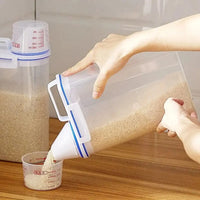 【Vendas quentes】Recipiente de Armazenamento de Alimentos com Copo Medidor, Cozinha À Prova de Umidade e À Prova de Insetos À Prova de Poeira