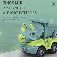 Brinquedos educacional de construção do dinossauro com caminhão