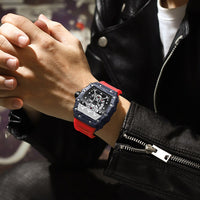 Relógio esportivo masculino com cronógrafo masculino estilo de moda de luxo pulseira de gel à prova d'água