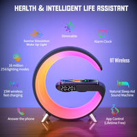 Caixa de som, Carregador e despertador inteligente em Led com auto falante e bluetooth