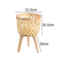 Conjunto com 3 Vasos Feito à mão de bambu de flores com suporte pra planta e decoração para casa