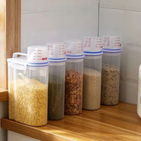【Vendas quentes】Recipiente de Armazenamento de Alimentos com Copo Medidor, Cozinha À Prova de Umidade e À Prova de Insetos À Prova de Poeira