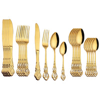Luxuoso conjunto com 24 peças cor ouro Retro estilo europeu