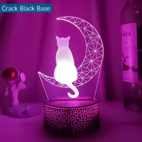 Mais recente luz noturna acrílica 3D led lua e gato