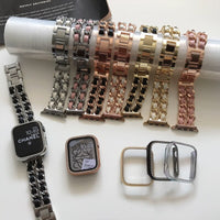 Pulseira de couro e metal de luxo para Apple e Smart Watch