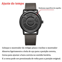 Relógio masculino com nova personalidade, ponteiro de rolagem criativo, força magnética, e à prova d'água