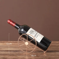Suporte para vinho metal retrô com rodas de ferro bronze