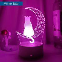 Mais recente luz noturna acrílica 3D led lua e gato